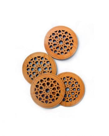 Islamic-Pattern-Hardwood-Coaster-Set